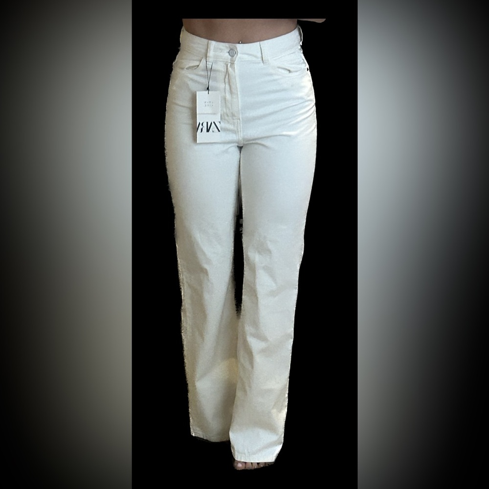 Zara Super High Rise Straight Leg Full length Jeans